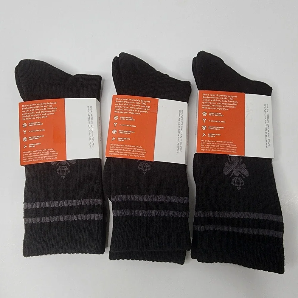 Bombas Sz M Calf Crew Socks 3 Pairs NEW Bee Better Men's 6 - 9 Women's 7-11 1/2